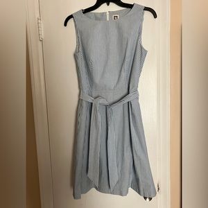 Seersucker Blue and White Striped Dress